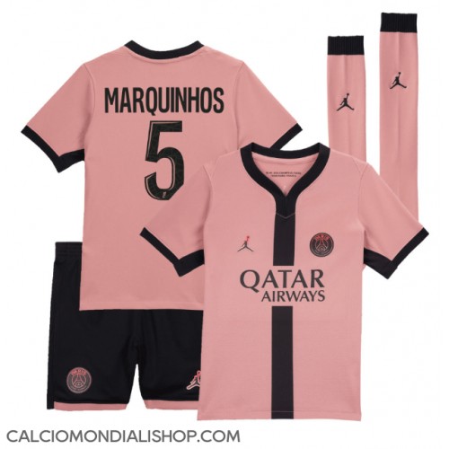 Maglie da calcio Paris Saint-Germain Marquinhos #5 Terza Maglia Bambino 2024-25 Manica Corta (+ Pantaloni corti)